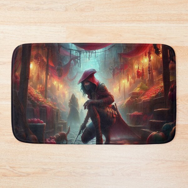 Item preview, AI generated rouge sneaking around in market, dystopian fantasy designed and sold by AI-this-is-AI.