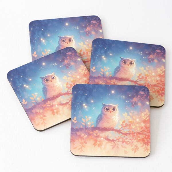 Item preview, Starry-Eyed Owl Among Glowing Leaves designed and sold by AshiraCreations.