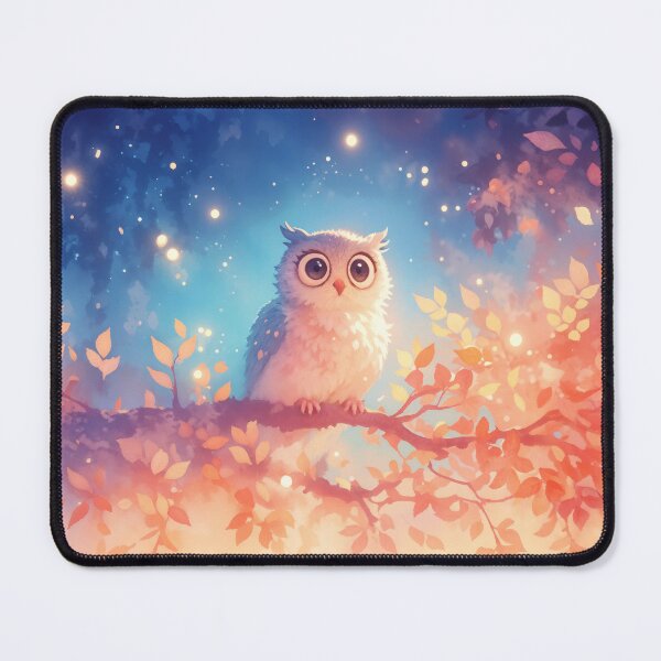 Item preview, Starry-Eyed Owl Among Glowing Leaves designed and sold by AshiraCreations.