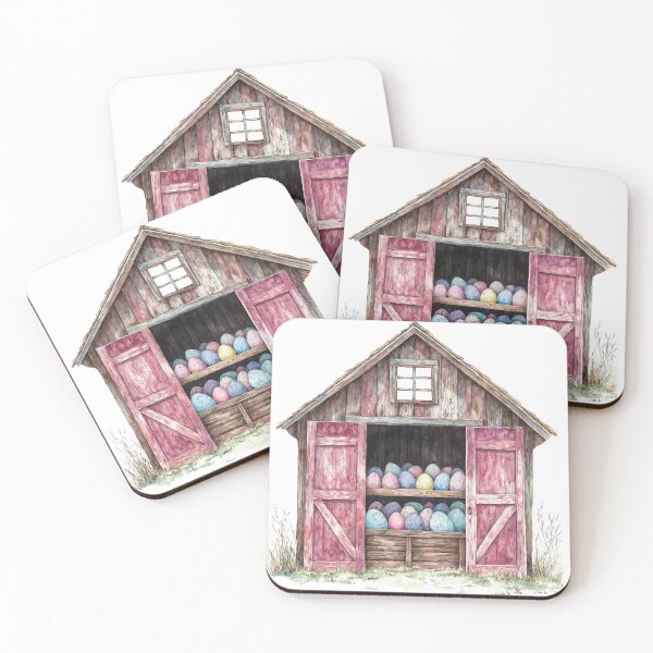 Item preview, Happy Easter Egg. Rustic Barn Illustration with Colorful Easter Eggs designed and sold by Anastasiia Yurevych.