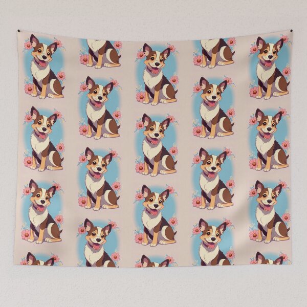 Item preview, Cheerful Pup in floral land designed and sold by 15Enchantress.