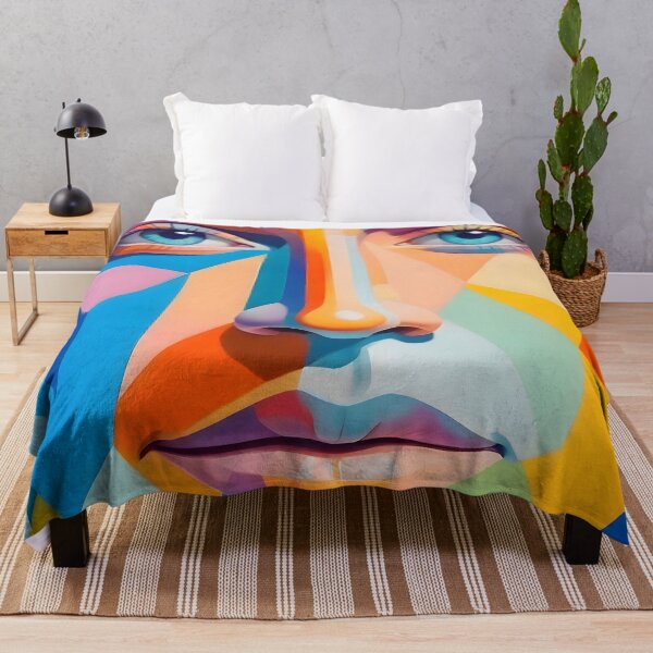 Item preview, Face, Abstract Human Geometric Eclectic, Expressions Eyes Lips People, Bohemian Pop of Color Maximalism designed and sold by 83oranges.com.