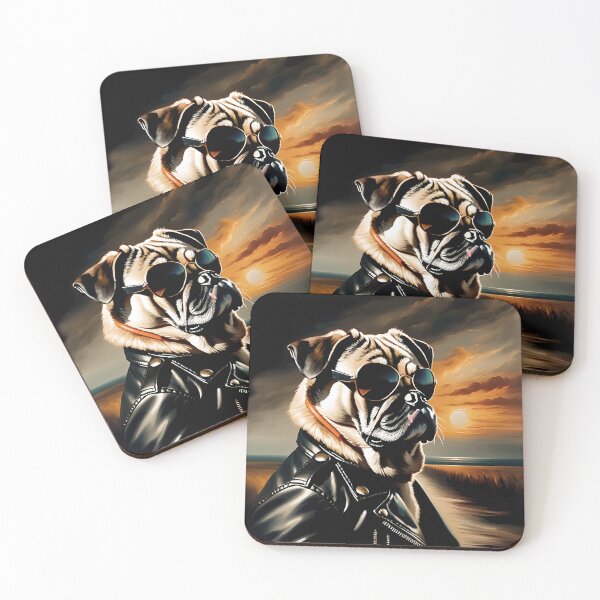 Item preview, Vintage Dog Art: Pug Stud with Sunglasses Portrait | Animal Art | Oil Painting | Animal Portrait designed and sold by UnhingedBird.