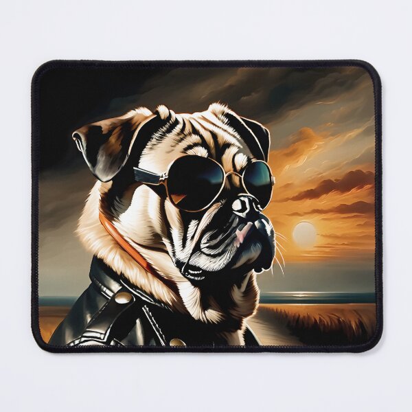 Item preview, Vintage Dog Art: Pug Stud with Sunglasses Portrait | Animal Art | Oil Painting | Animal Portrait designed and sold by UnhingedBird.
