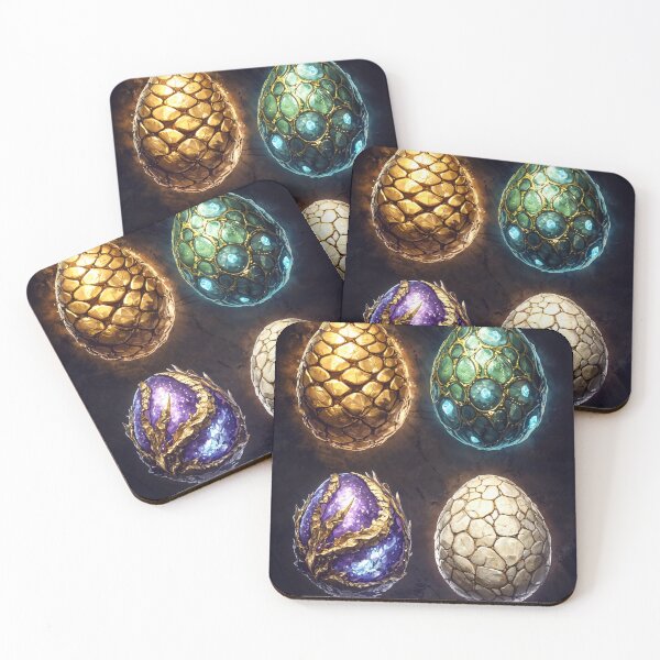 Item preview, Unique fantasy eggs with textured shells displayed against a dark background designed and sold by Anastasiia Yurevych.