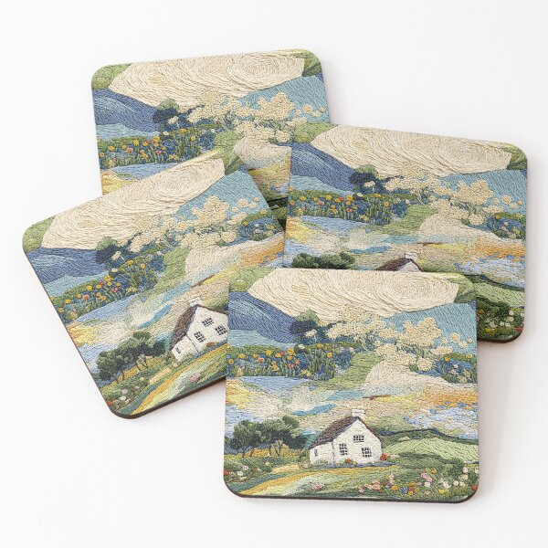 Item preview, Magical House & Fields Retro Cottagecore Embroidery Pattern designed and sold by SecretDicer.