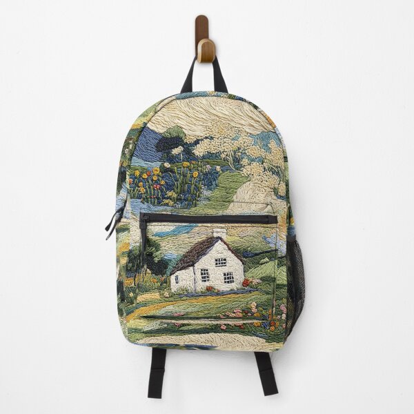 Item preview, Magical House & Fields Retro Cottagecore Embroidery Pattern designed and sold by SecretDicer.