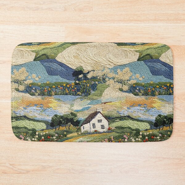 Item preview, Magical House & Fields Retro Cottagecore Embroidery Pattern designed and sold by SecretDicer.