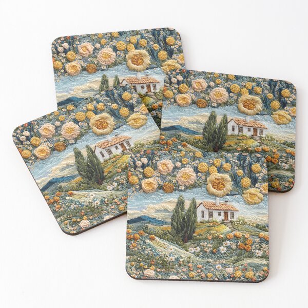 Item preview, Little House with Roses Retro Cottagecore Embroidery Pattern designed and sold by SecretDicer.