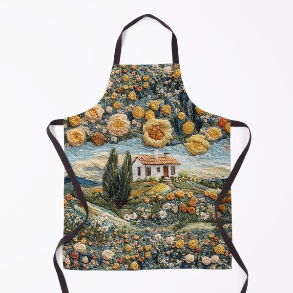 Item preview, Little House with Roses Retro Cottagecore Embroidery Pattern designed and sold by SecretDicer.