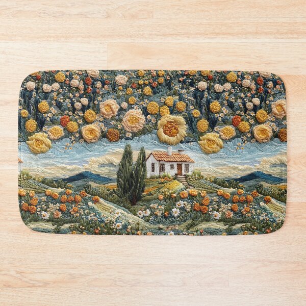 Item preview, Little House with Roses Retro Cottagecore Embroidery Pattern designed and sold by SecretDicer.