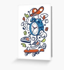 Alarm clock Cartoon Character Greeting Card