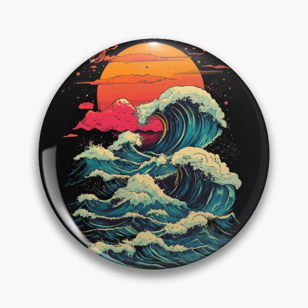 Item preview, Retro Ocean Waves and Sunset – Bold Surf Art designed and sold by VividCore.