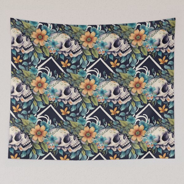 Item preview, Skull and Flowers Pattern designed and sold by Domo-Design.