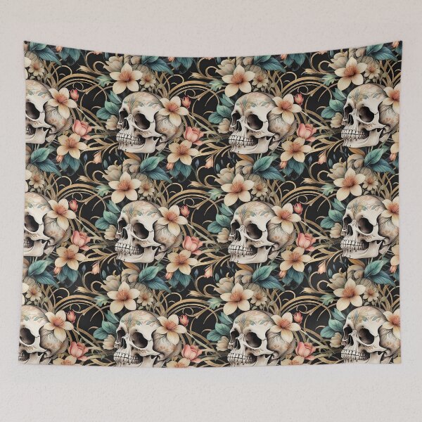 Item preview, Skull and Flowers Pattern 5 designed and sold by Domo-Design.
