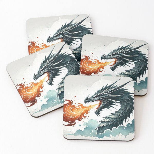 Item preview, Fierce dragon breathing fire, showcasing its powerful presence designed and sold by Giuseppe Cammino.