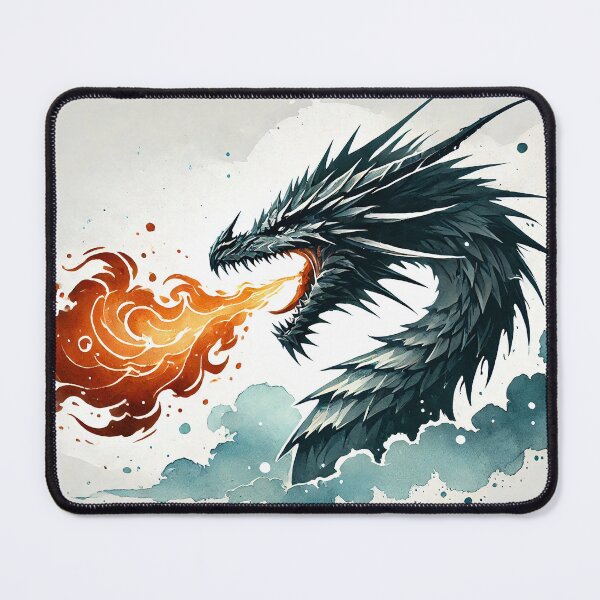 Item preview, Fierce dragon breathing fire, showcasing its powerful presence designed and sold by Giuseppe Cammino.