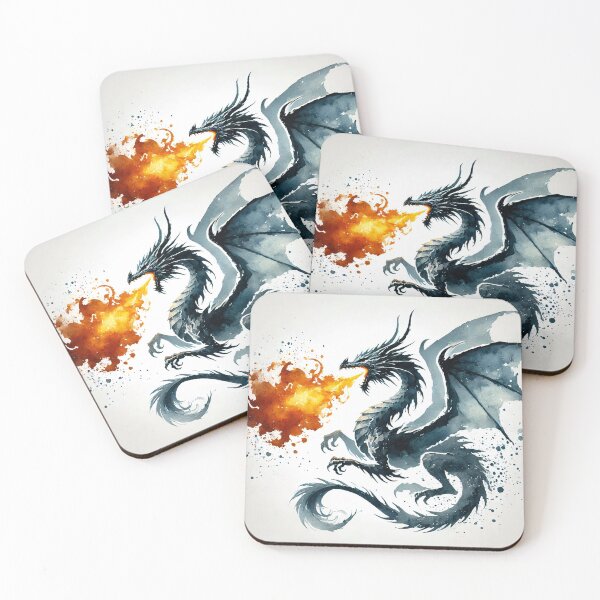 Item preview, Fierce dragon breathing fire, showcasing its powerful presence designed and sold by Giuseppe Cammino.