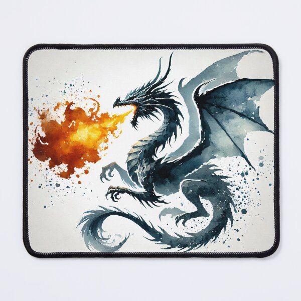 Item preview, Fierce dragon breathing fire, showcasing its powerful presence designed and sold by Giuseppe Cammino.