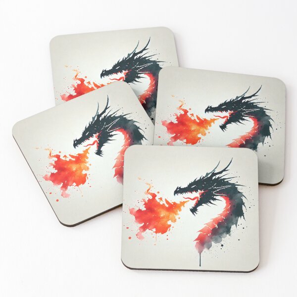 Item preview, Fierce dragon breathing fire, showcasing its powerful presence designed and sold by Giuseppe Cammino.