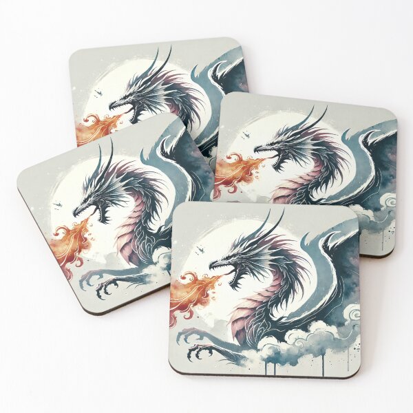 Item preview, Fierce dragon breathing fire, showcasing its powerful presence designed and sold by Giuseppe Cammino.