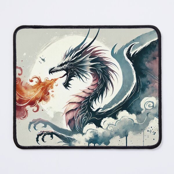 Item preview, Fierce dragon breathing fire, showcasing its powerful presence designed and sold by Giuseppe Cammino.