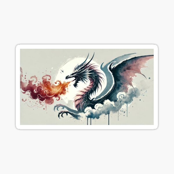 Item preview, Fierce dragon breathing fire, showcasing its powerful presence designed and sold by Giuseppe Cammino.