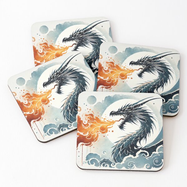 Item preview, Fierce dragon breathing fire, showcasing its powerful presence designed and sold by Giuseppe Cammino.