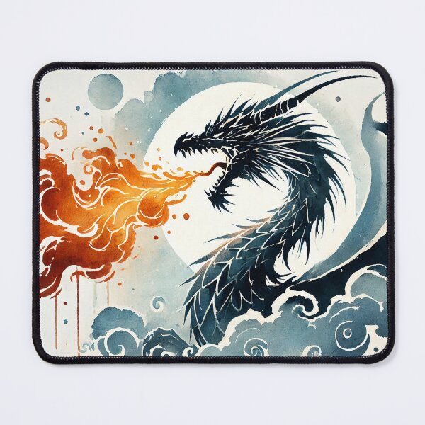 Item preview, Fierce dragon breathing fire, showcasing its powerful presence designed and sold by Giuseppe Cammino.
