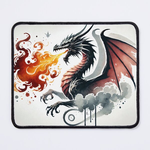 Item preview, Fierce dragon breathing fire, showcasing its powerful presence designed and sold by Giuseppe Cammino.