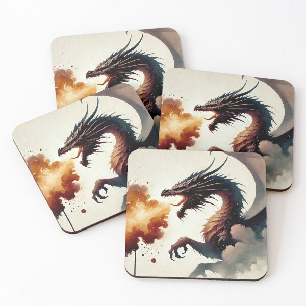 Item preview, Fierce dragon breathing fire, showcasing its powerful presence designed and sold by Giuseppe Cammino.