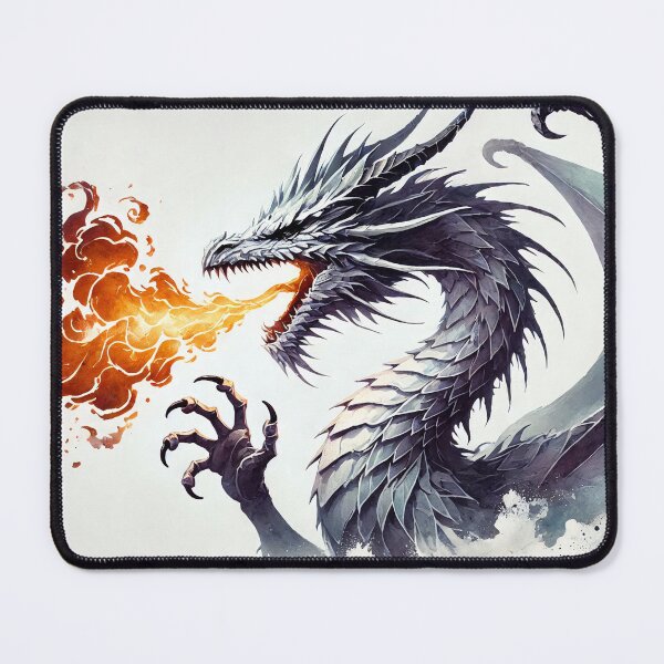 Item preview, Fierce dragon breathing fire, showcasing its powerful presence designed and sold by Giuseppe Cammino.