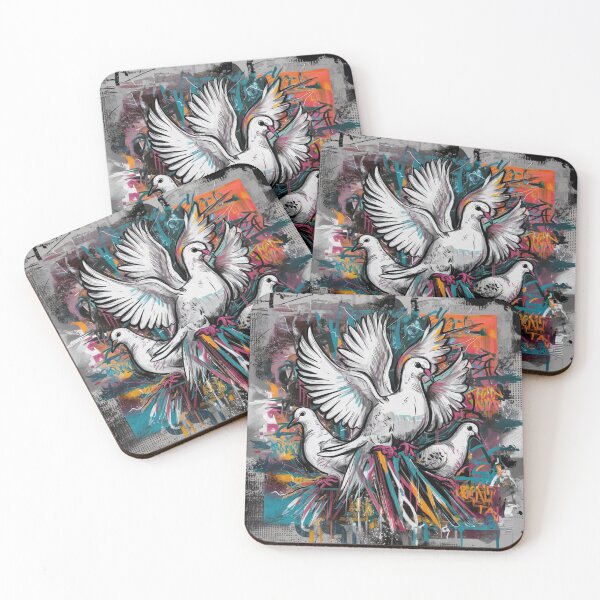 Item preview, Urban Flight – Vibrant Doves in Street Art Style designed and sold by WildStroke.