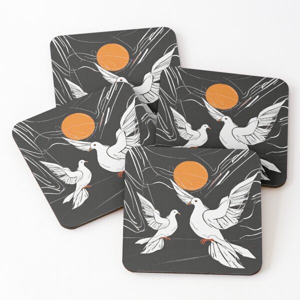 Item preview, Peaceful Serenity – Minimalist Doves with Sunset Glow designed and sold by WildStroke.