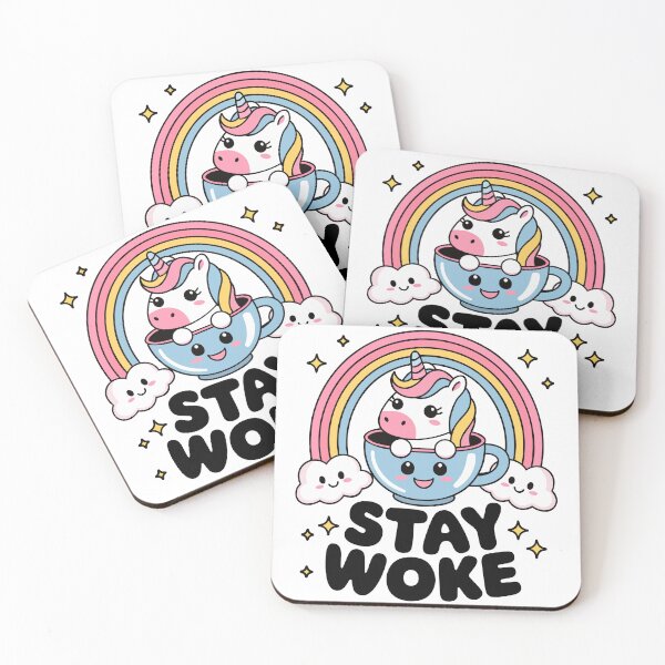 Item preview, Stay Woke Cute Kawaii Unicorn and Rainbow designed and sold by IconsStyles.