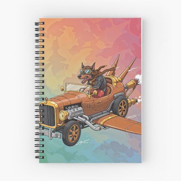 Item preview, Steampunk Flying Car with Aviator Doberman - Retro-Futuristic Artwork designed and sold by Collision19.