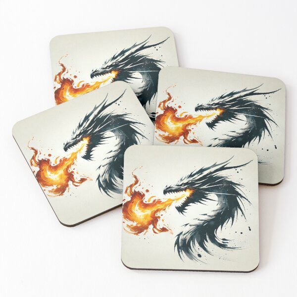 Item preview, Fierce dragon breathing fire, showcasing its powerful presence designed and sold by Giuseppe Cammino.