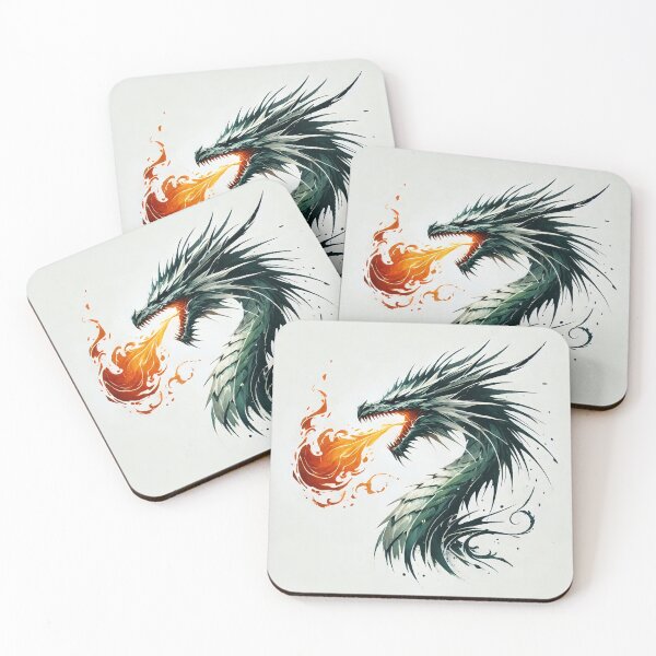Item preview, Fierce dragon breathing fire, showcasing its powerful presence designed and sold by Giuseppe Cammino.