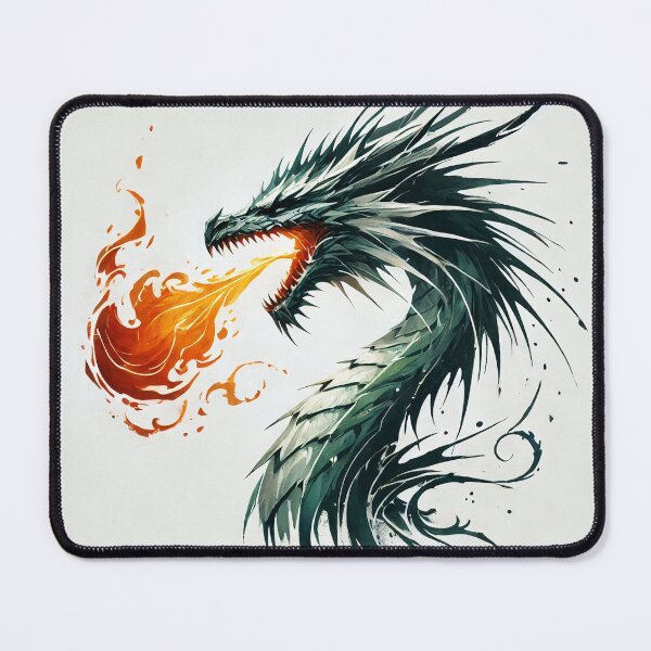 Item preview, Fierce dragon breathing fire, showcasing its powerful presence designed and sold by Giuseppe Cammino.