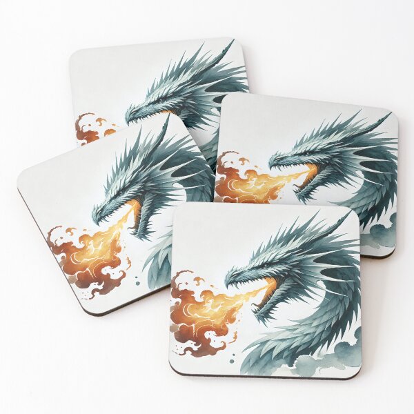 Item preview, Fierce dragon breathing fire, showcasing its powerful presence designed and sold by Giuseppe Cammino.