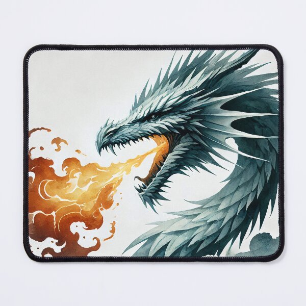 Item preview, Fierce dragon breathing fire, showcasing its powerful presence designed and sold by Giuseppe Cammino.