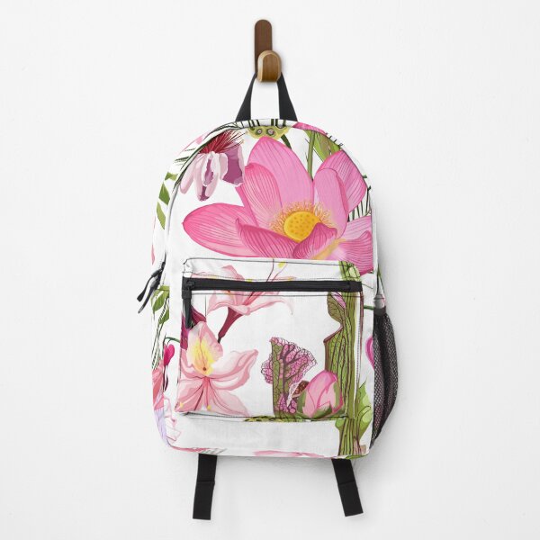 Item preview, Pink tropical flower seamless pattern, buds and palm leaves. designed and sold by MatyKotiv.