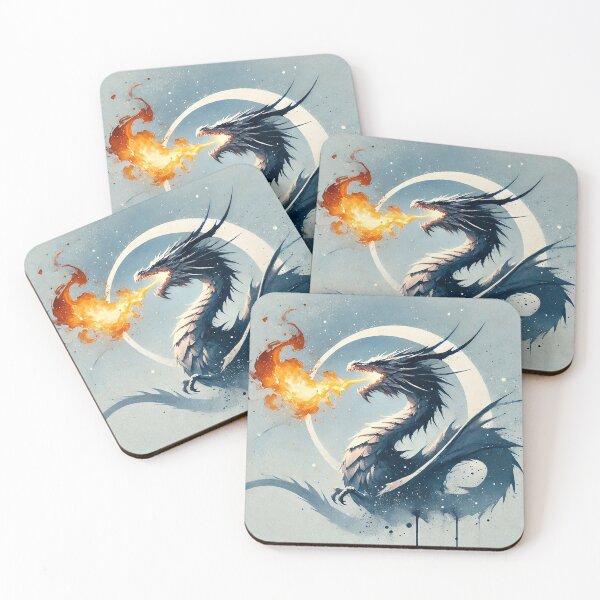 Item preview, Fierce dragon breathing fire, showcasing its powerful presence designed and sold by Giuseppe Cammino.