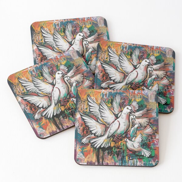 Artikelvorschau, Freedom Burst – Bunte Tauben in Graffiti-Vibes entworfen und verkauft von WildStroke.