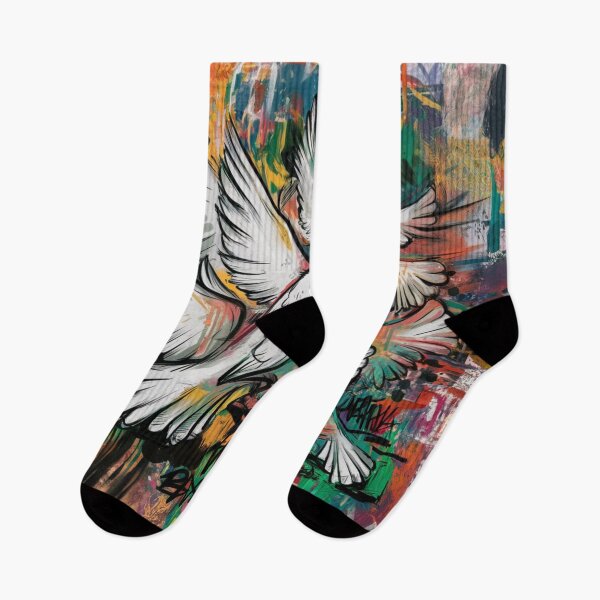 Artikelvorschau, Freedom Burst – Bunte Tauben in Graffiti-Vibes entworfen und verkauft von WildStroke.