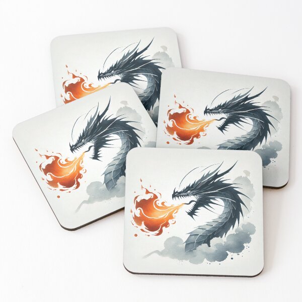 Item preview, Fierce dragon breathing fire, showcasing its powerful presence designed and sold by Giuseppe Cammino.