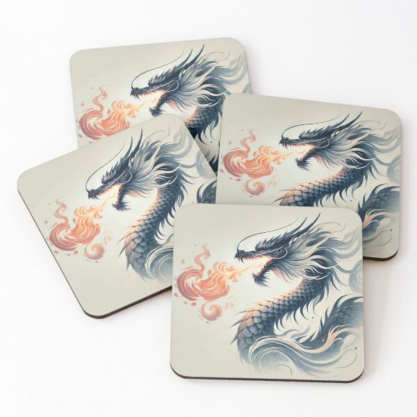 Item preview, Fierce dragon breathing fire, showcasing its powerful presence designed and sold by Giuseppe Cammino.