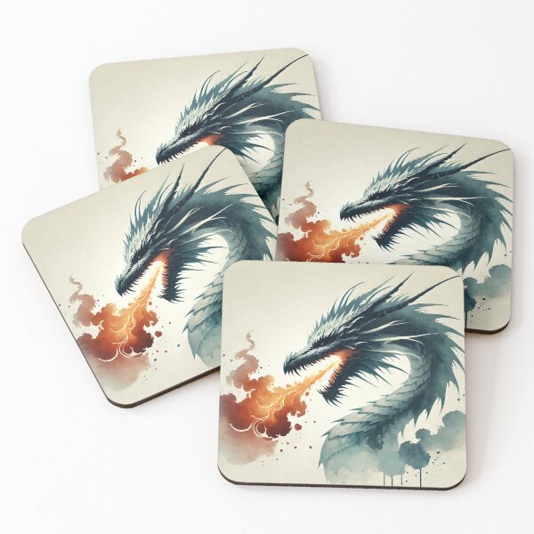 Item preview, Fierce dragon breathing fire, showcasing its powerful presence designed and sold by Giuseppe Cammino.
