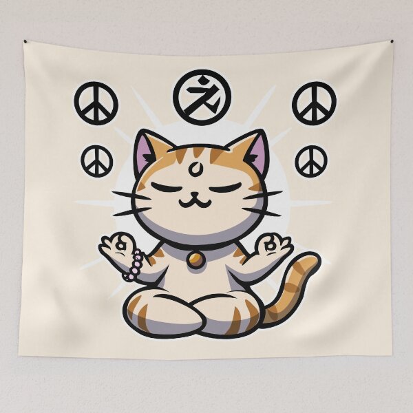 Item preview, Zen meditation cat designed and sold by HuzroDesign.