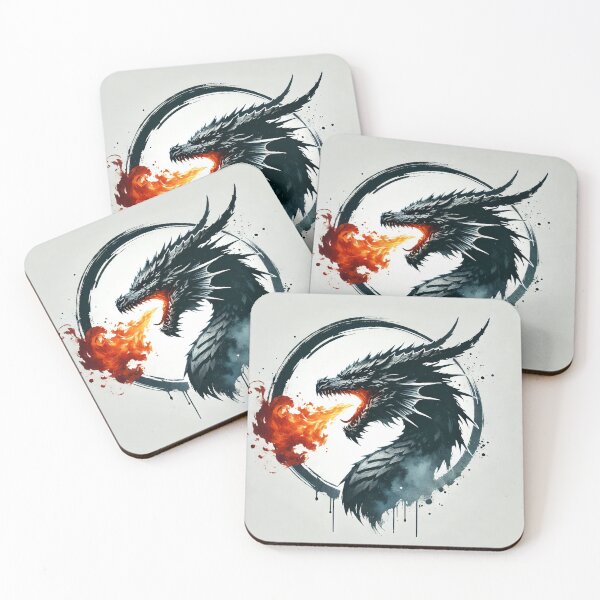 Item preview, Fierce dragon breathing fire, showcasing its powerful presence designed and sold by Giuseppe Cammino.